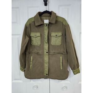 Avec Les Filles Oversized Shirt Jacket Womens Size Small Shacket Army Green